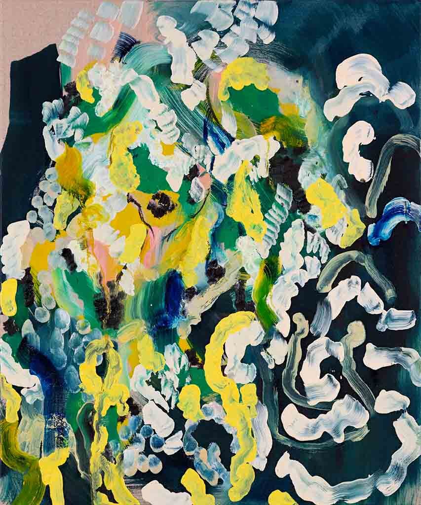 Hatem Imam, <i>Socks</i>, 2025. Oil and acrylic on linen, 23 5/8 x 19 3/4 in (60 x 50 cm)